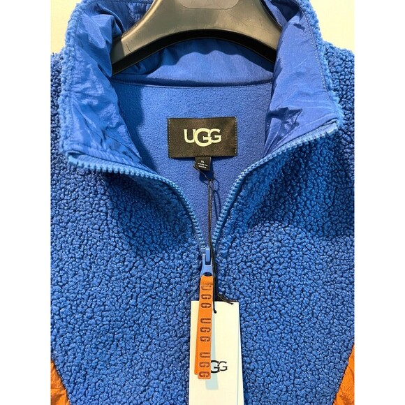 UGG Women's Kieren Uggfluff Nylon Colorblock  Blue Jacket Coat Bomber X-Large - Picture 6 of 14